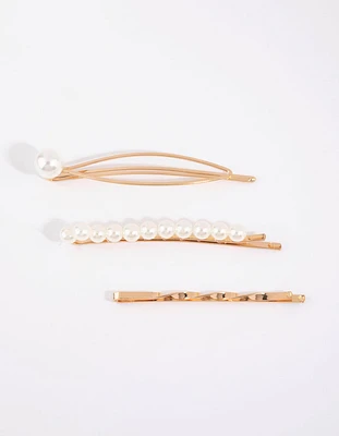 Gold Pearl & Twist Clip Pack