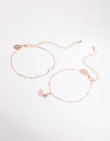 Rose Gold Pearl & Butterfly Bracelet Set