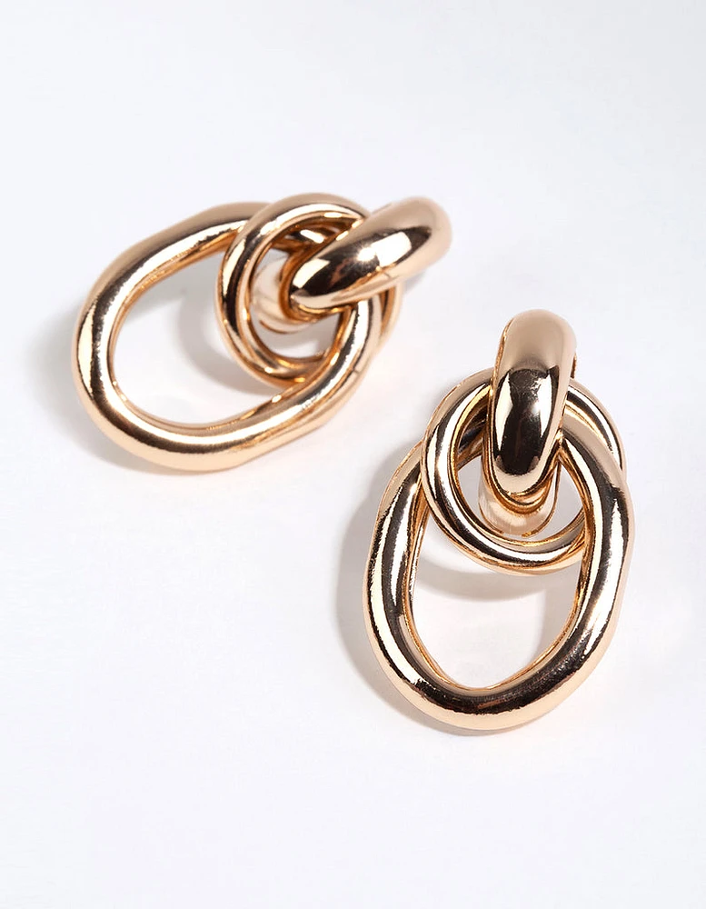 Gold Link Loop Drop Earrings