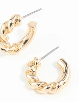 Gold Rope Twist Huggie Earrings