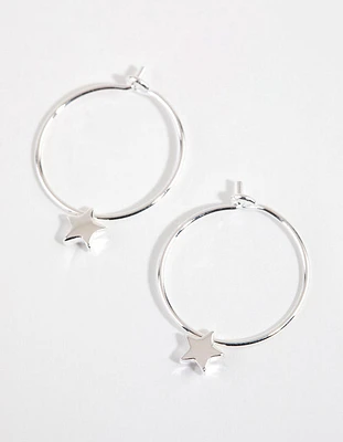 Sterling Silver Mini Star Hoop Earrings