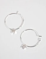 Sterling Silver Mini Star Hoop Earrings