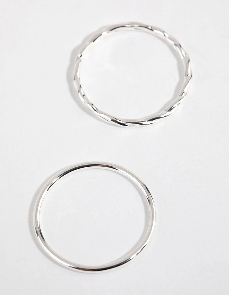 Sterling Silver Twisted & Polished Ring Set