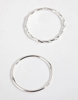 Sterling Silver Twisted & Polished Ring Set