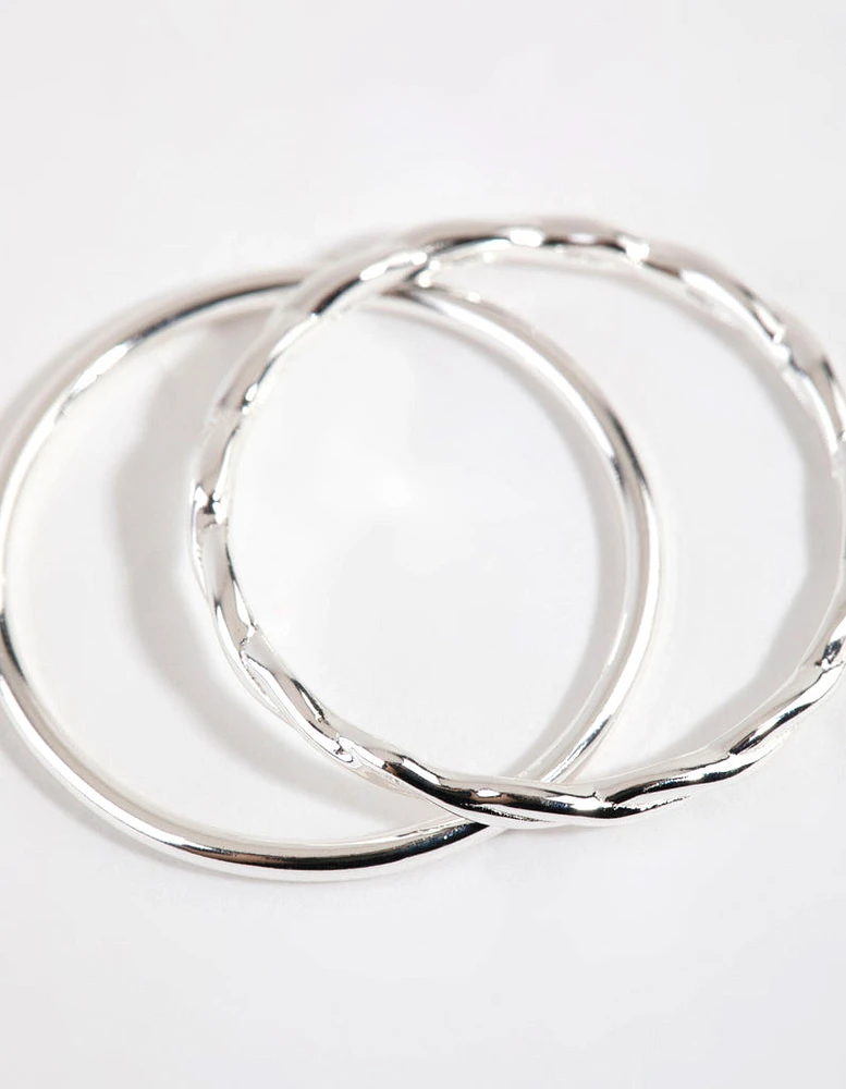 Sterling Silver Twisted & Polished Ring Set