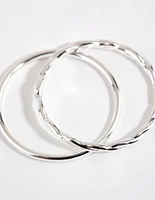 Sterling Silver Twisted & Polished Ring Set