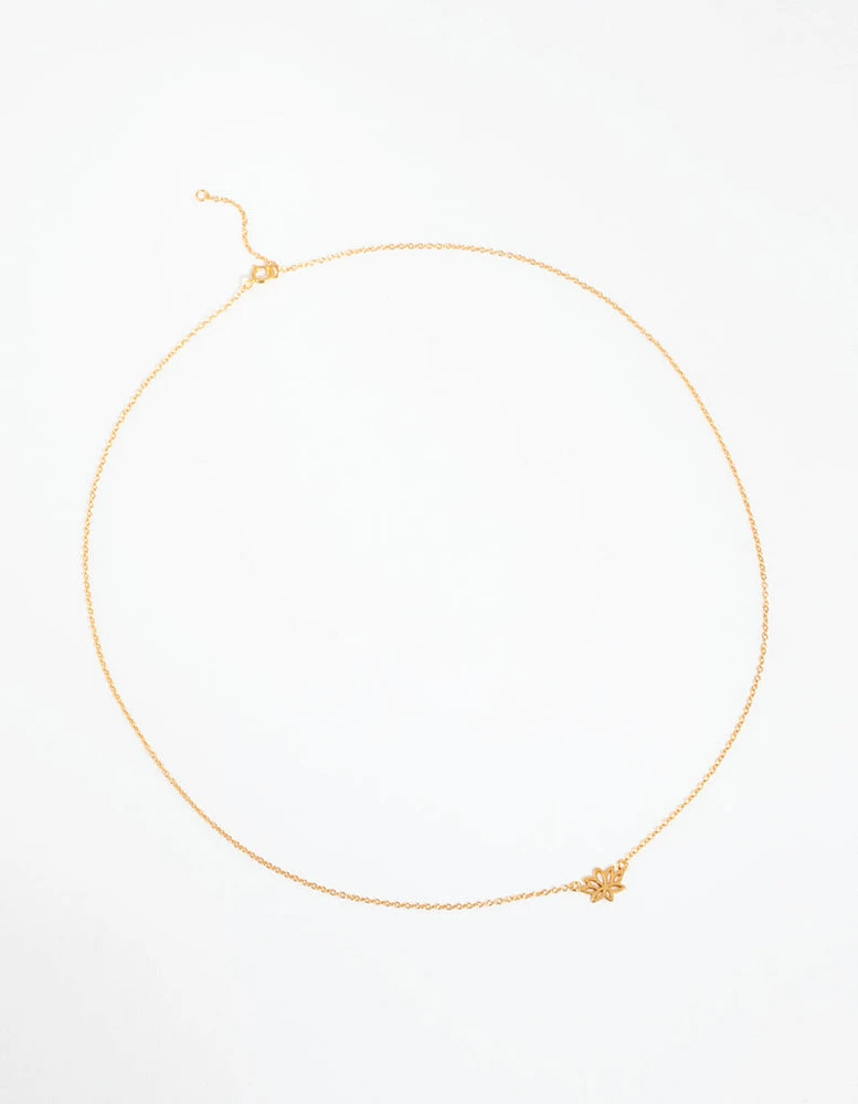 Gold Plated Sterling Silver Lotus Necklace