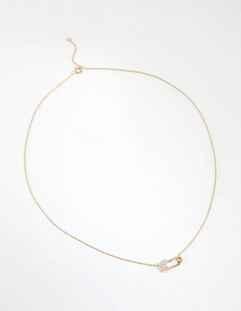Gold Plated Sterling Silver Pave Butterfly Necklace