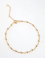 Gold Plated Sterling Silver Ball Chain Bracelet or Anklet