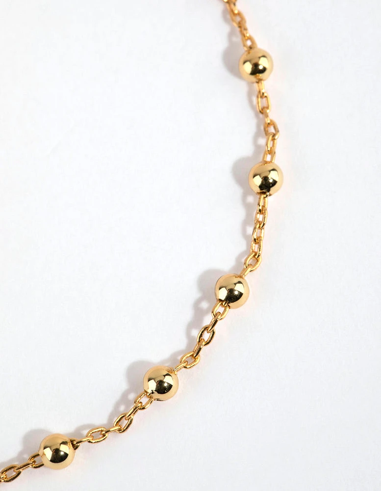 Gold Plated Sterling Silver Ball Chain Bracelet or Anklet