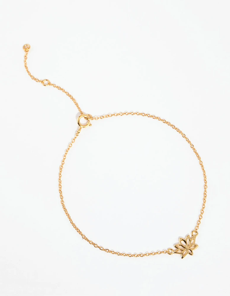 Gold Plated Sterling Silver Lotus Bracelet or Anklet