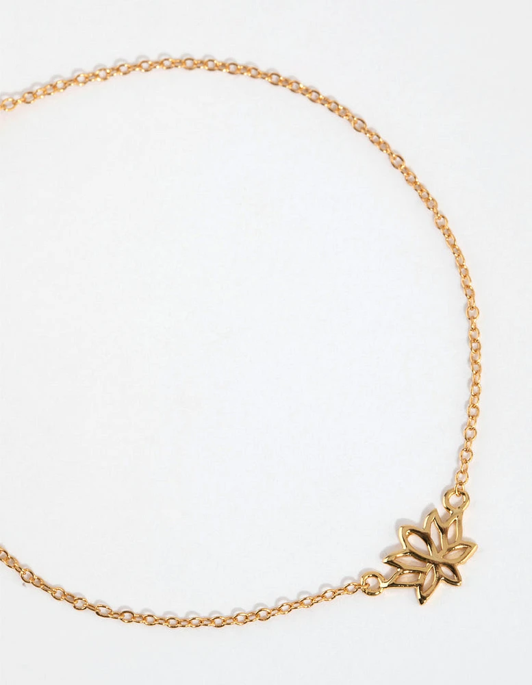 Gold Plated Sterling Silver Lotus Bracelet or Anklet