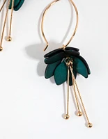 Green Mini Flower Drop Earrings