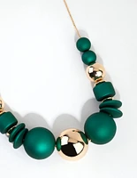 Matte Green Ball Short Necklace