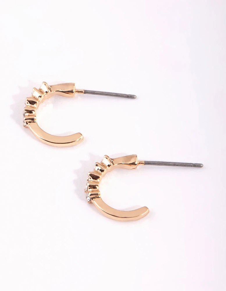 Gold Micro Diamante Hoop Earrings