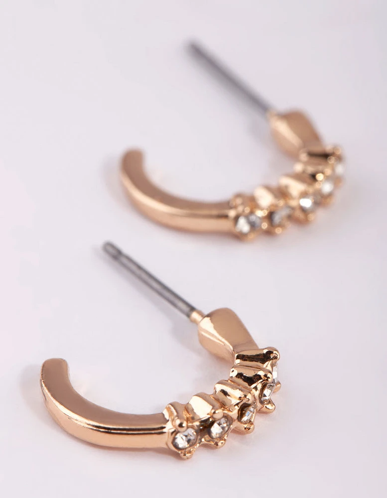 Gold Micro Diamante Hoop Earrings