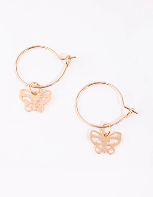 Gold Cut Out Butterfly Huggie Earrings