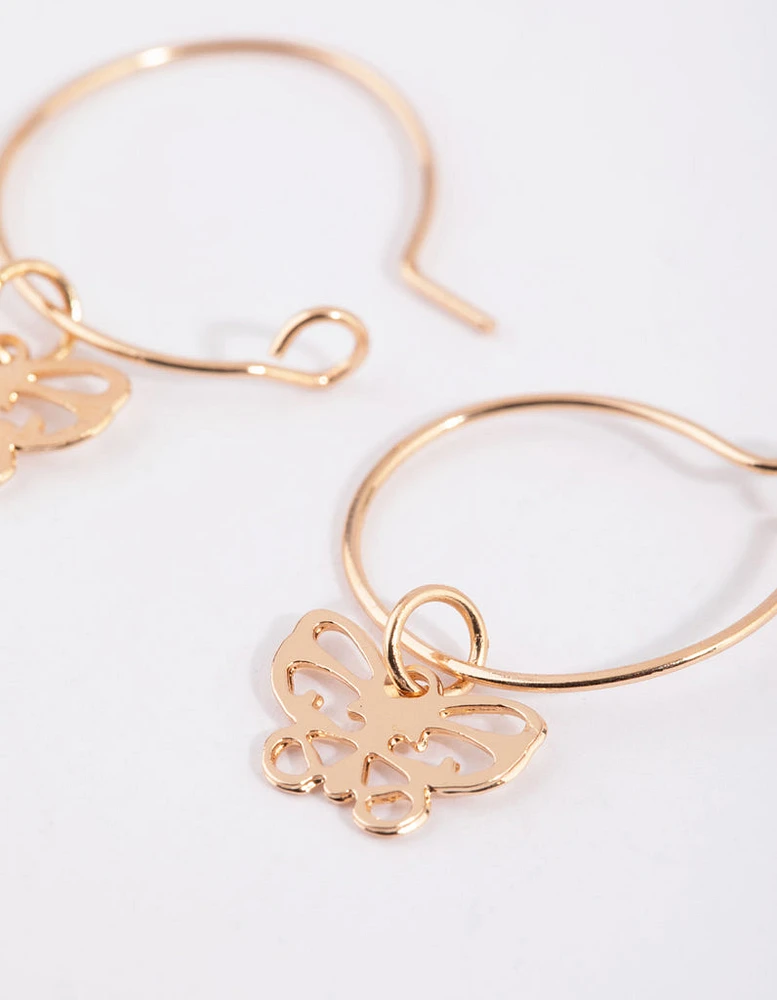 Gold Cut Out Butterfly Huggie Earrings