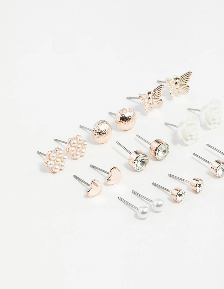 Rose Gold Sweetheart Stud Earring 12-Pack