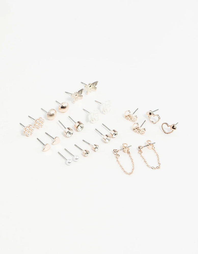 Rose Gold Sweetheart Stud Earring 12-Pack