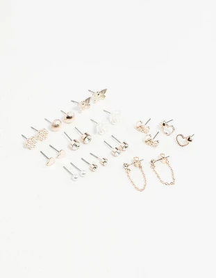 Rose Gold Sweetheart Stud Earring 12-Pack