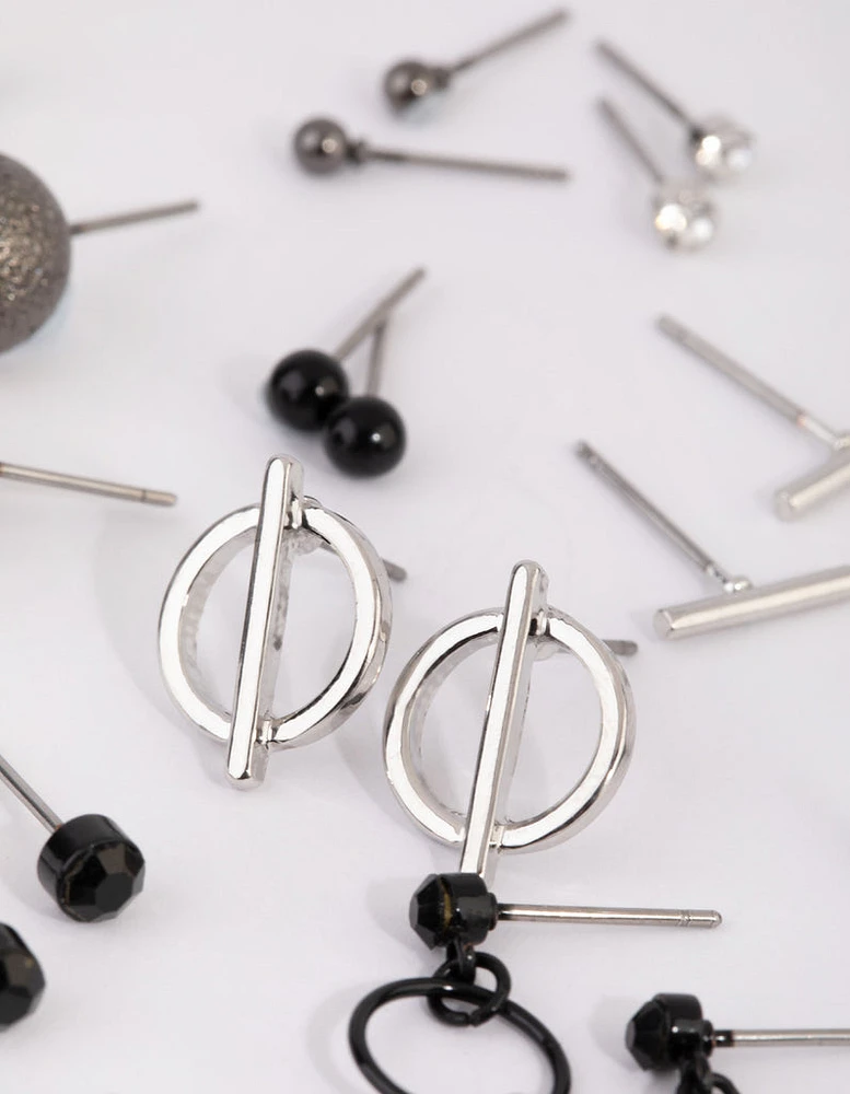 Mixed Metal Edgy Stud Earrings