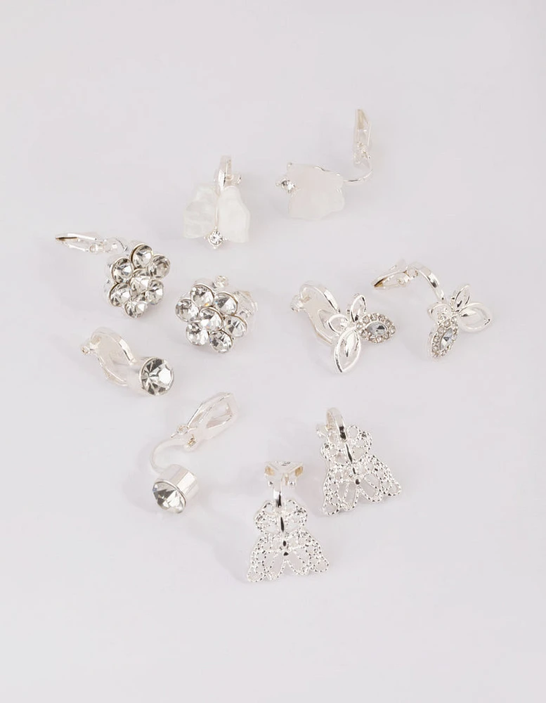 Silver Butterfly Clip-On Earring Pack