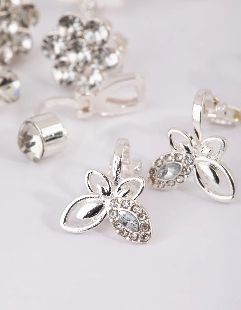 Silver Butterfly Clip-On Earring Pack