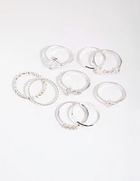 Silver Moonstone Mixed Ring Pack