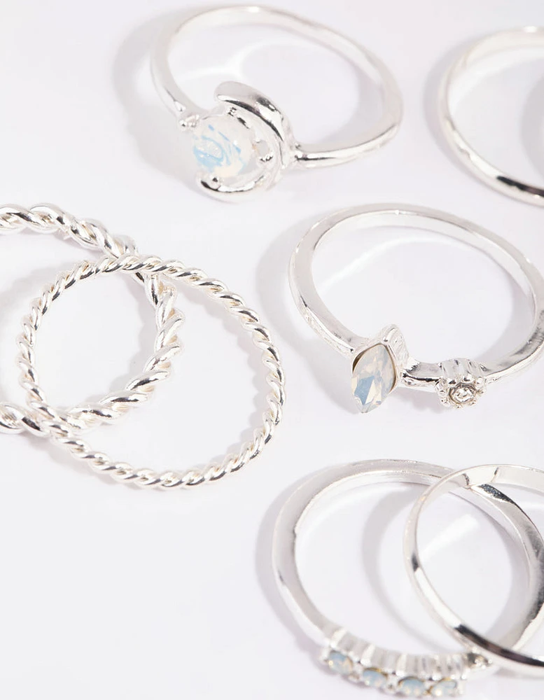 Silver Moonstone Mixed Ring Pack