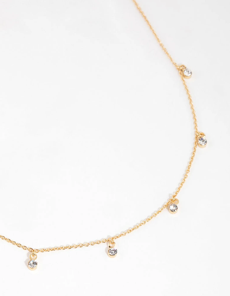 Gold Plated Mini Diamante Necklace