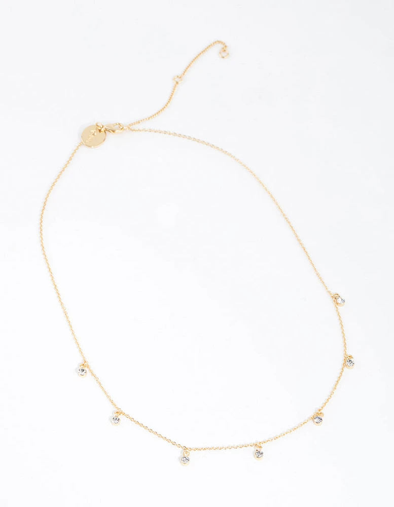 Gold Plated Mini Diamante Necklace