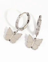 Surgical Steel Butterfly Charm Huggie Earrings