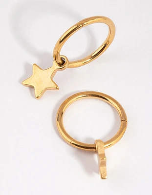 Gold Plated Surgical Steel Star Sleeper Earrings