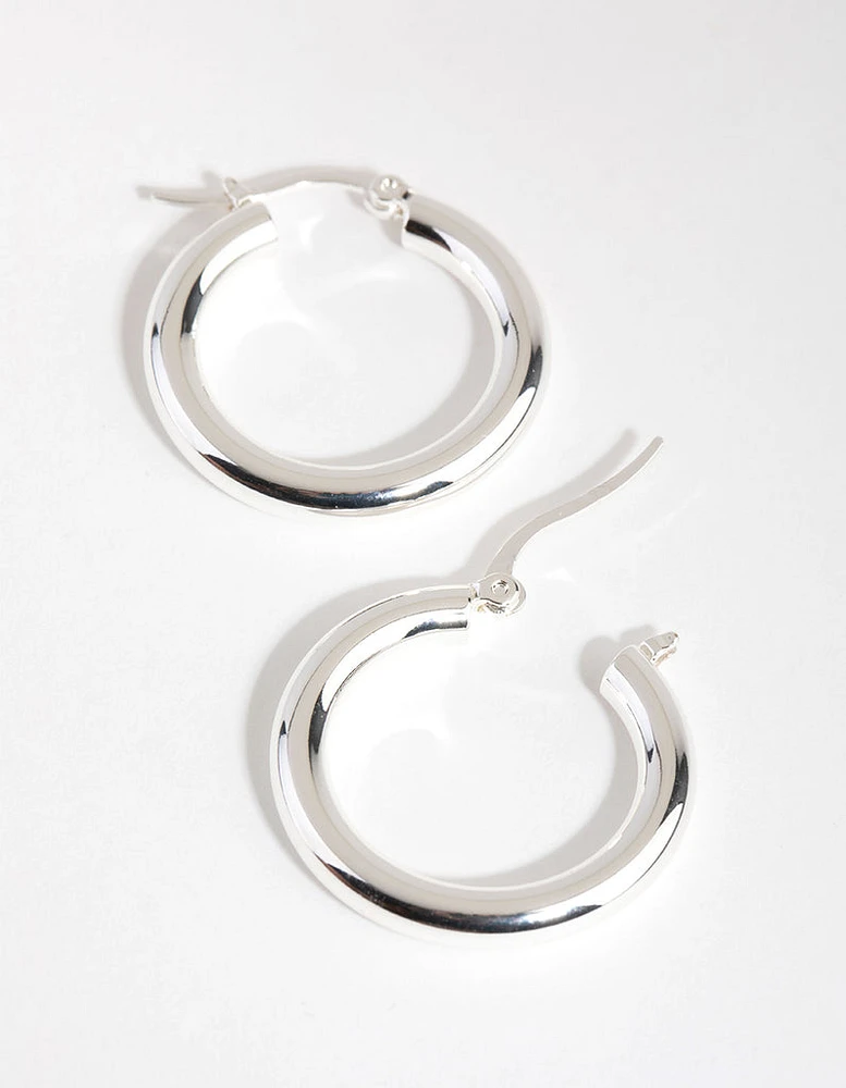 Silver Plated Thin Hoop Earrings