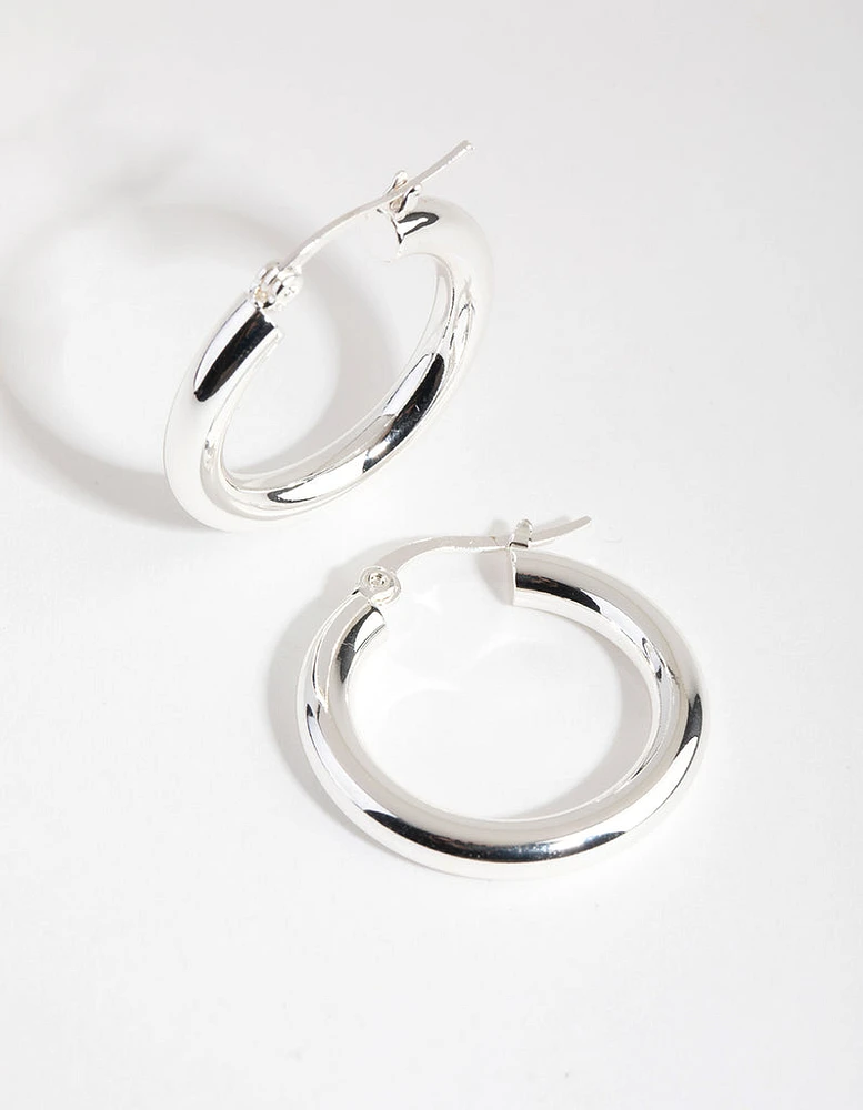 Silver Plated Thin Hoop Earrings