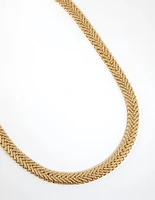 Gold Plated Flat Scaled Chain Necklace