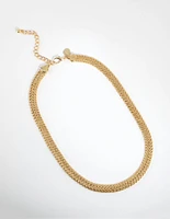 Gold Plated Flat Scaled Chain Necklace