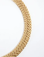 Gold Plated Flat Scaled Chain Necklace