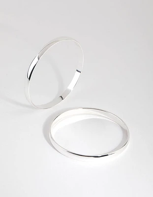 Silver Plated Plain Hoop Bangle Bracelet
