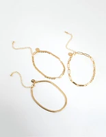 Gold Plated Mixed Chain Anklet Pack