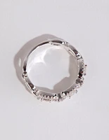 Silver Plated Cubic Zirconia Chain Ring