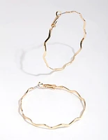 Gold Wiggle Hoop Earrings