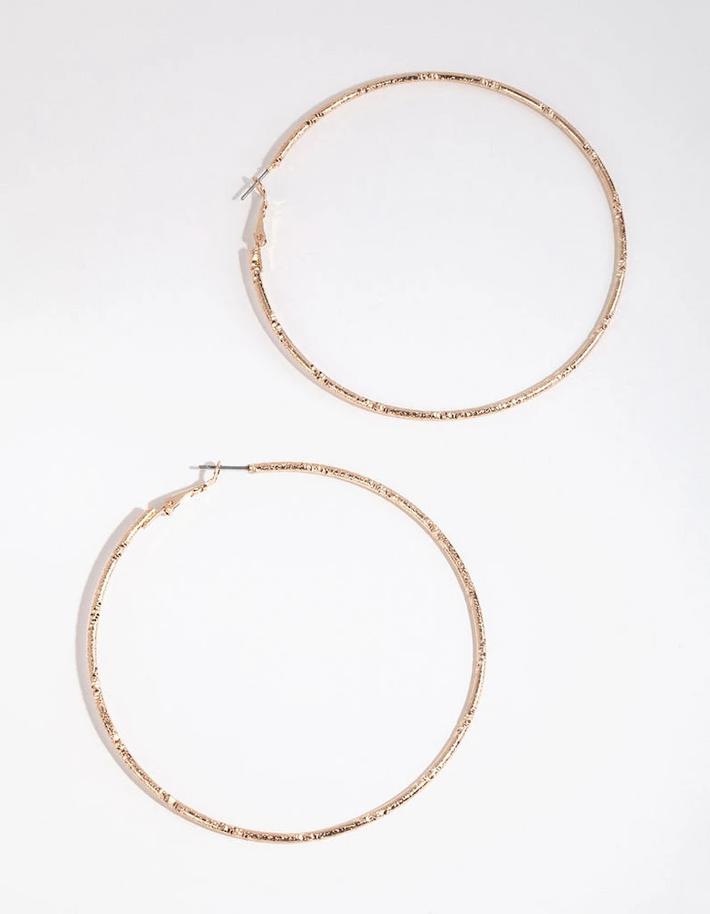 Gold Diamond Cut Big Hoop Earrings