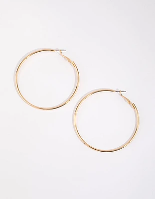 Gold Plain Rounded Hoop Earrings