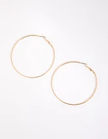 Gold Flat Edge Hoop Earrings