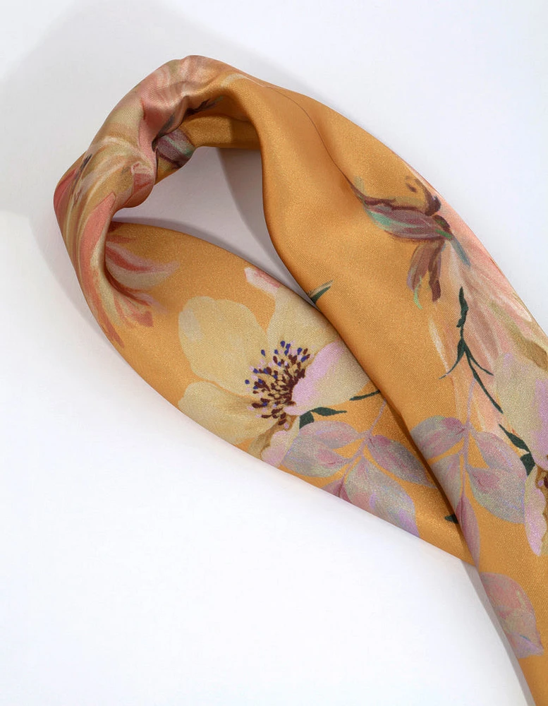 Yellow Floral Bandana Hair Scarf