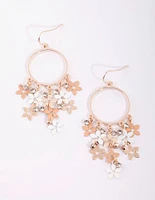 Rose Gold Cascading Flower Drop Earrings