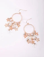 Rose Gold Cascading Flower Drop Earrings