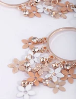 Rose Gold Cascading Flower Drop Earrings